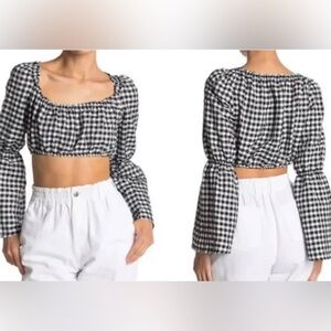 Topshop Gingham Plaid Crop Top  Sz 4